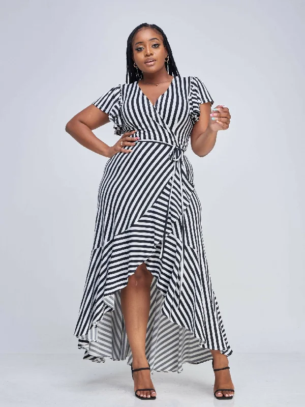 Elsie Glamour Amira Maxi Dress - Black / White Print