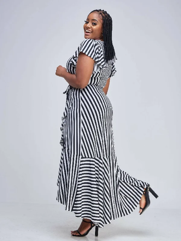 Elsie Glamour Amira Maxi Dress - Black / White Print