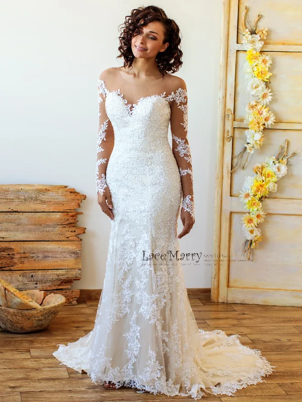 Exquisite Long Lace Sleeves Design Wedding Dress