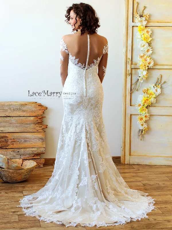 Exquisite Long Lace Sleeves Design Wedding Dress