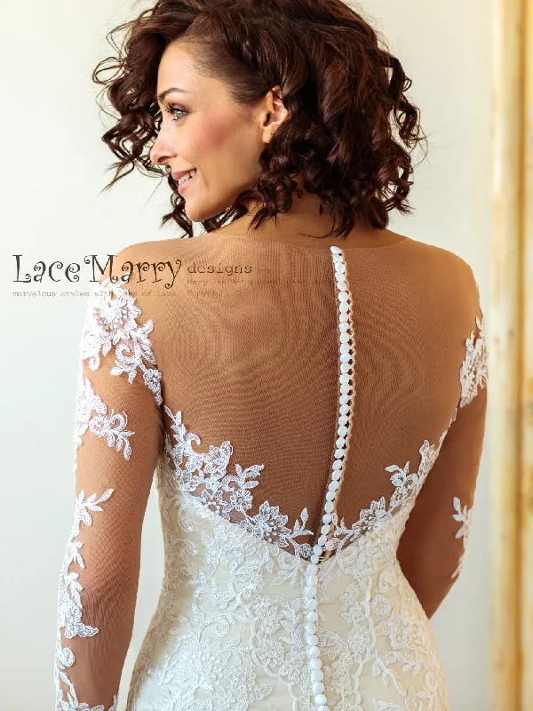 Exquisite Long Lace Sleeves Design Wedding Dress