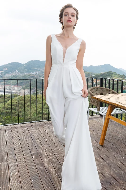 Floor Length Chiffon Wedding Jumpsuit CW2353