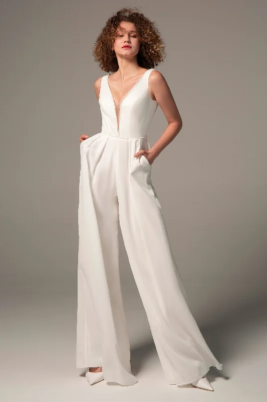 Floor Length Chiffon Wedding Jumpsuit CW2353