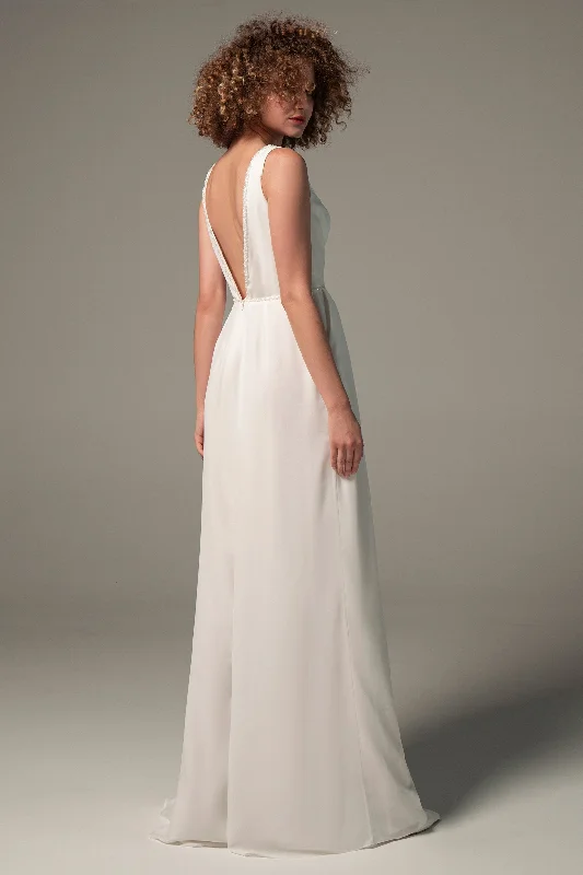 Floor Length Chiffon Wedding Jumpsuit CW2353