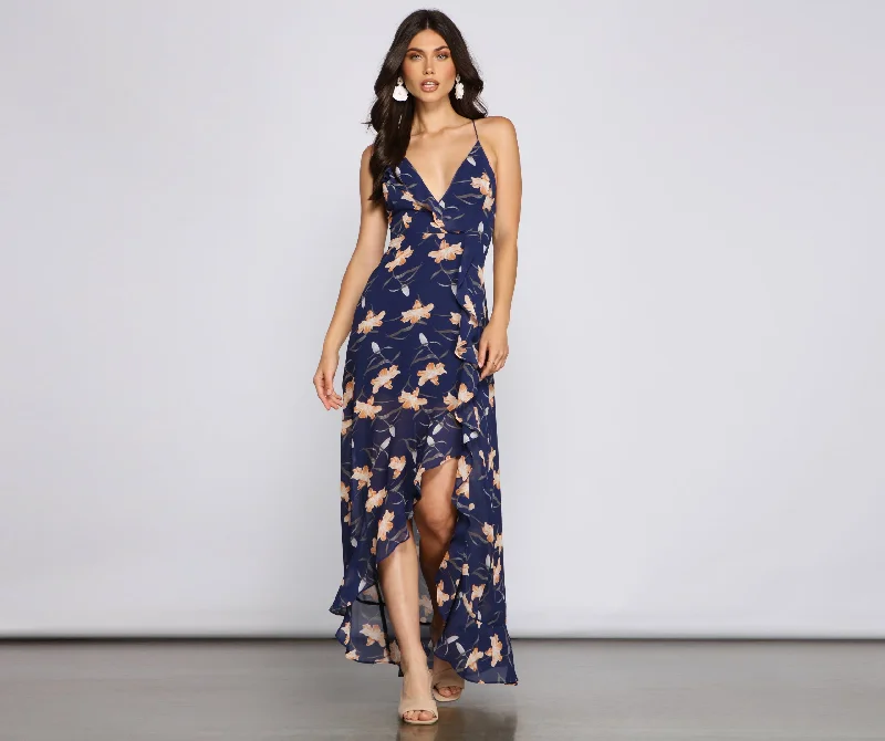 Free-spirited Floral Beauty Sleeveless Maxi Dress