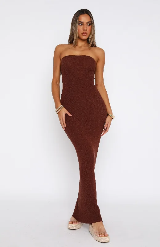 Get It Right Strapless Maxi Dress Chocolate