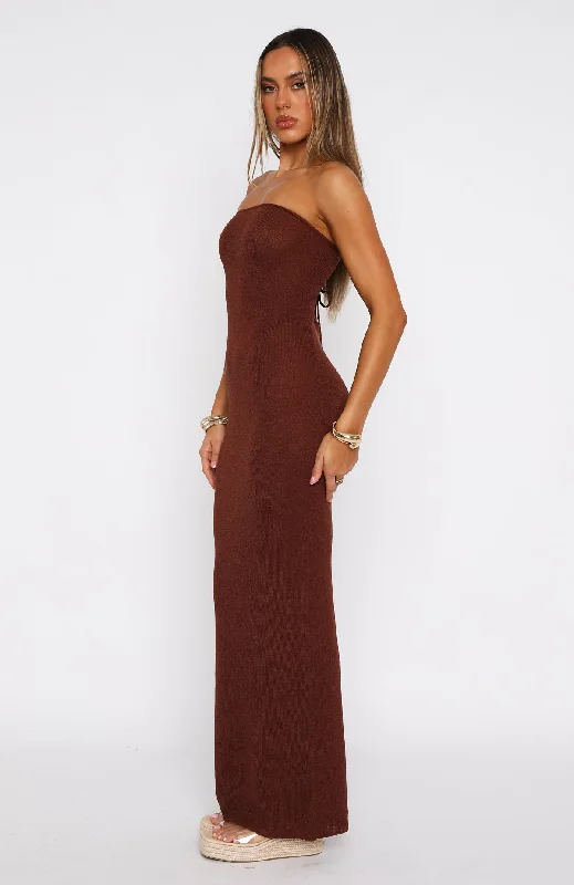 Get It Right Strapless Maxi Dress Chocolate