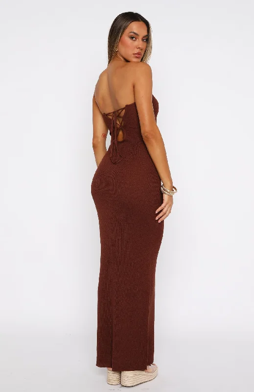 Get It Right Strapless Maxi Dress Chocolate