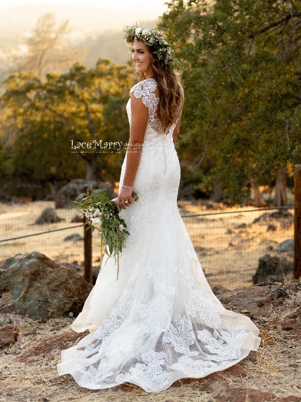 Gorgeous Wedding Dress with Amazing Sparkling Floral Appliques