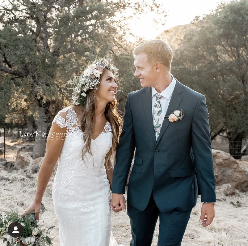 Gorgeous Wedding Dress with Amazing Sparkling Floral Appliques