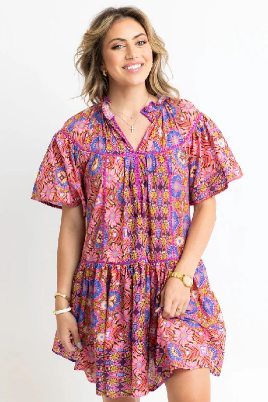 Kaleidoscope Vneck Tier Dress