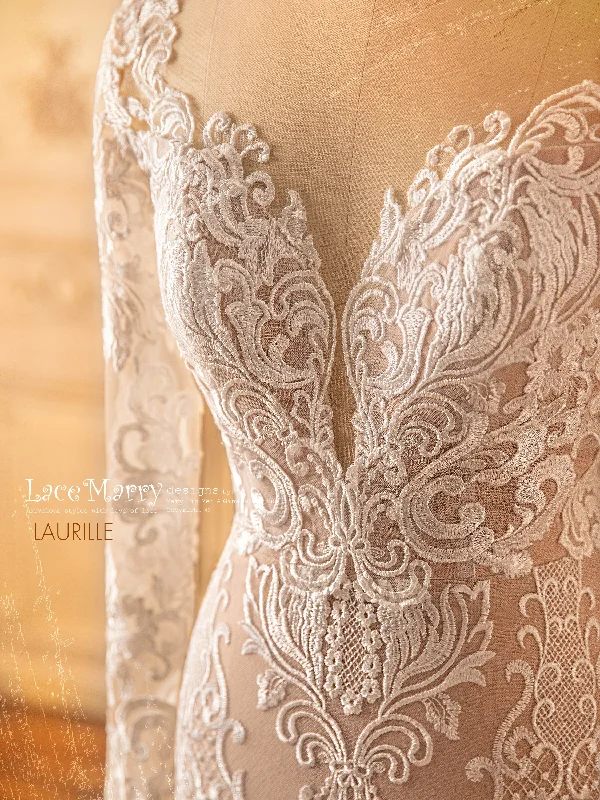 LAURILLE / Lace Wedding Dress with Long Sleeves