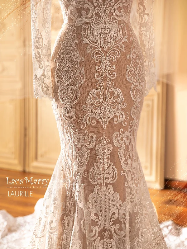 LAURILLE / Lace Wedding Dress with Long Sleeves