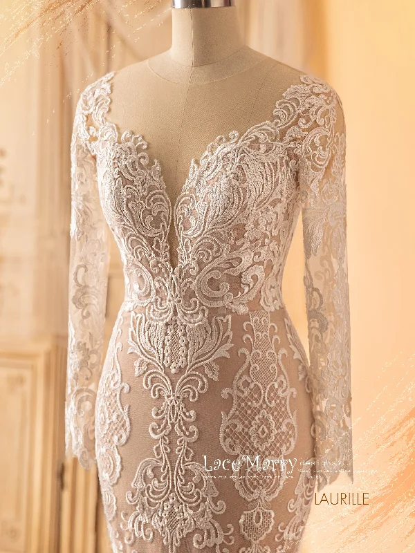 LAURILLE / Lace Wedding Dress with Long Sleeves