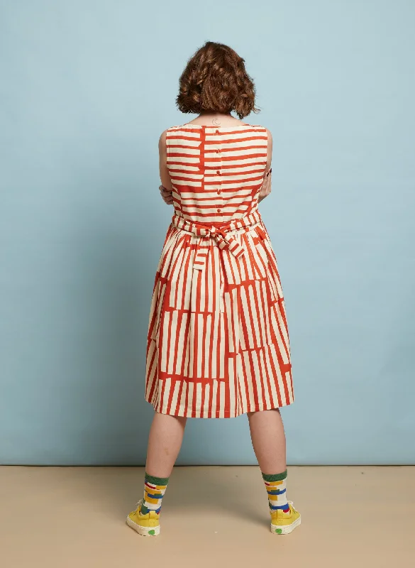 Mabel Dress - Red Box Stripe