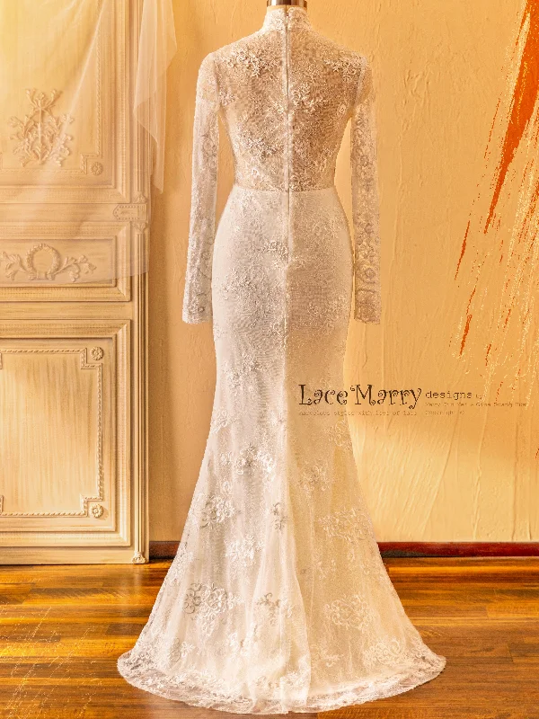 MAREA / Long Sleeves Gorgeous Hand Beaded Wedding Dress