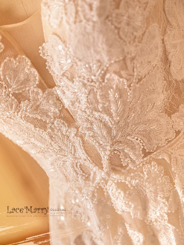 MARPESIA / A Line Wedding Dress with Gorgeous Flower Appliques