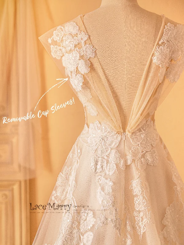 MARPESIA / A Line Wedding Dress with Gorgeous Flower Appliques