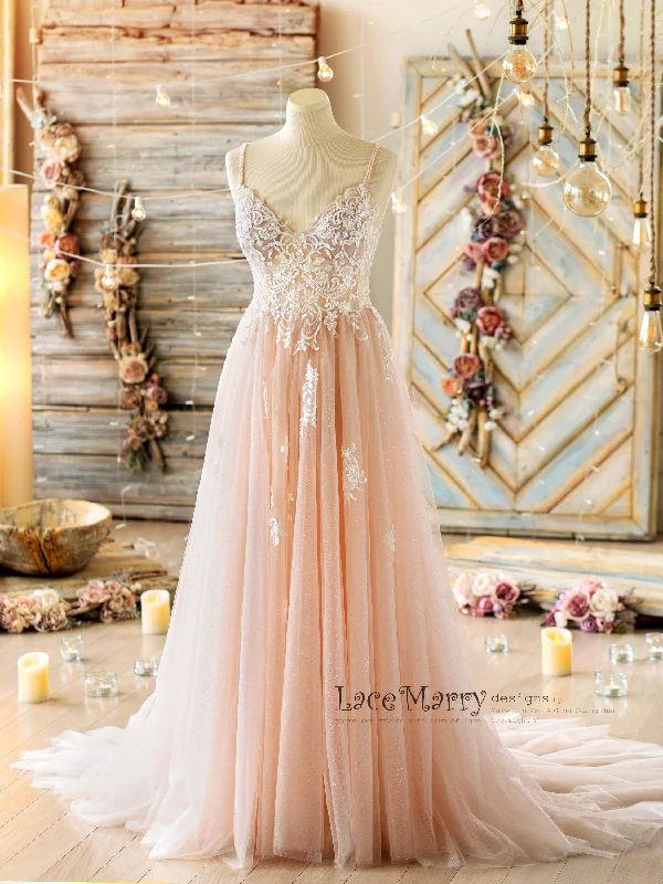 MEDEA / Blush Wedding Dress with Beading