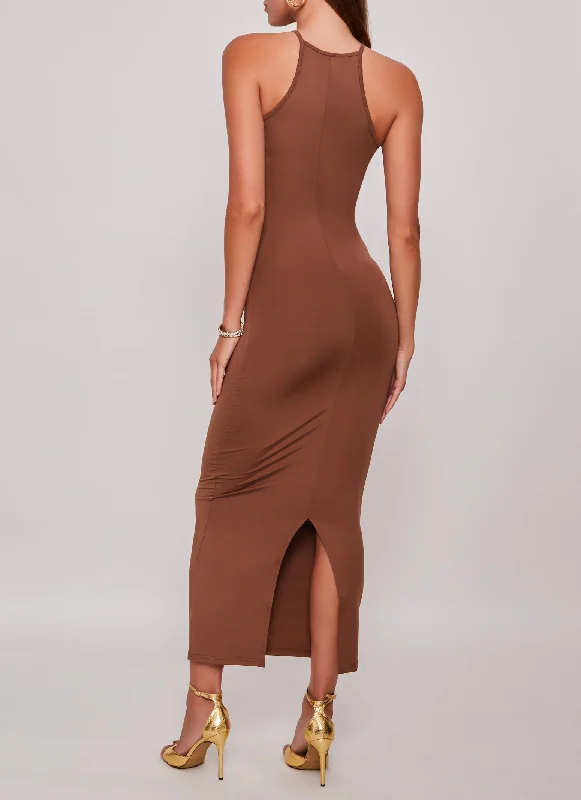 Daisy High Neck Slit Back Maxi Dress