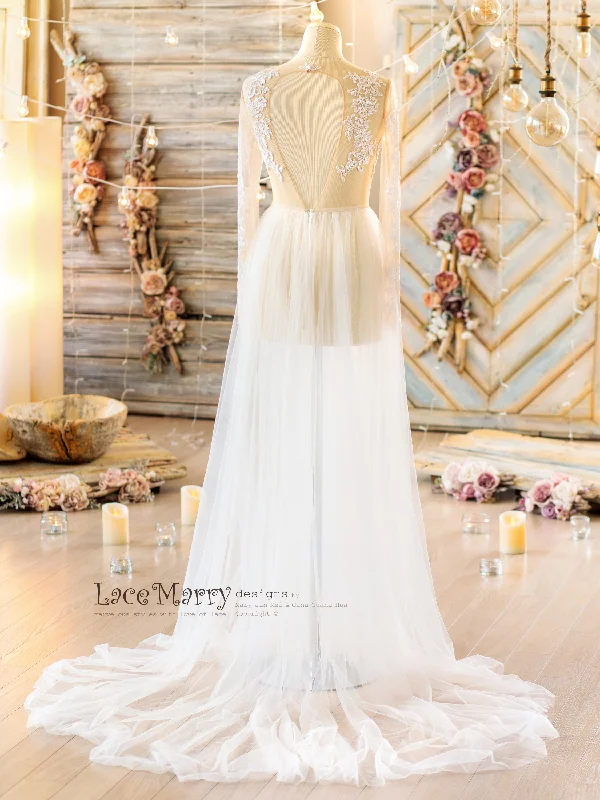 NAILA / Bohemian Wedding Dress with Long Lace Sleeves