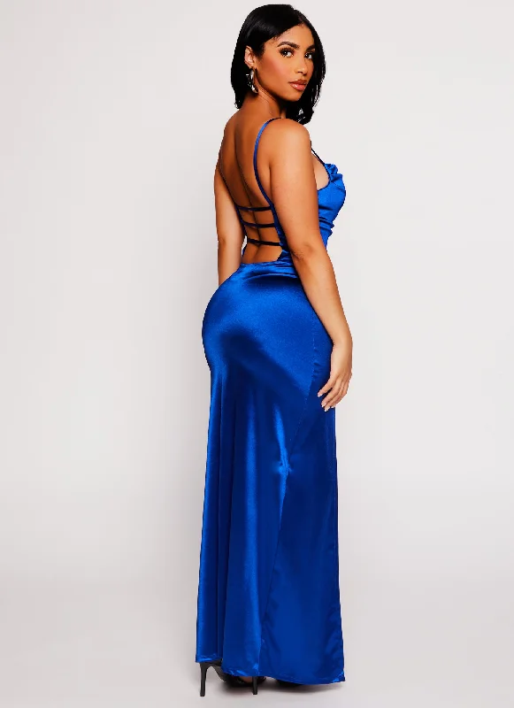 Satin Caged Back Maxi Dress