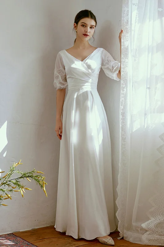 Sheath Floor Length Elastic Cloth Wedding Dress CW2677