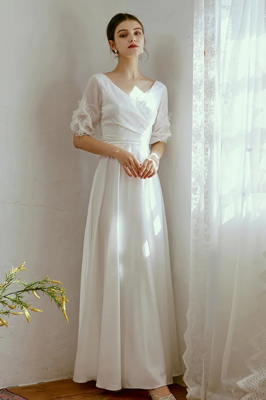 Sheath Floor Length Elastic Cloth Wedding Dress CW2677