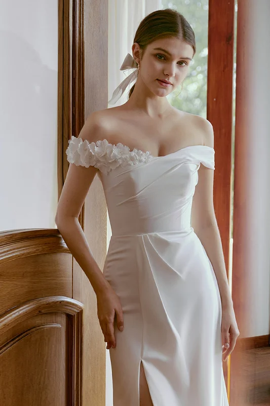 Sheath Sweep-Brush Train Elastic Cloth Wedding Dress CW2675