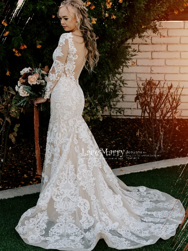 SKYE / Gorgeous Fitted Lace Wedding Dress with Long Sleeves