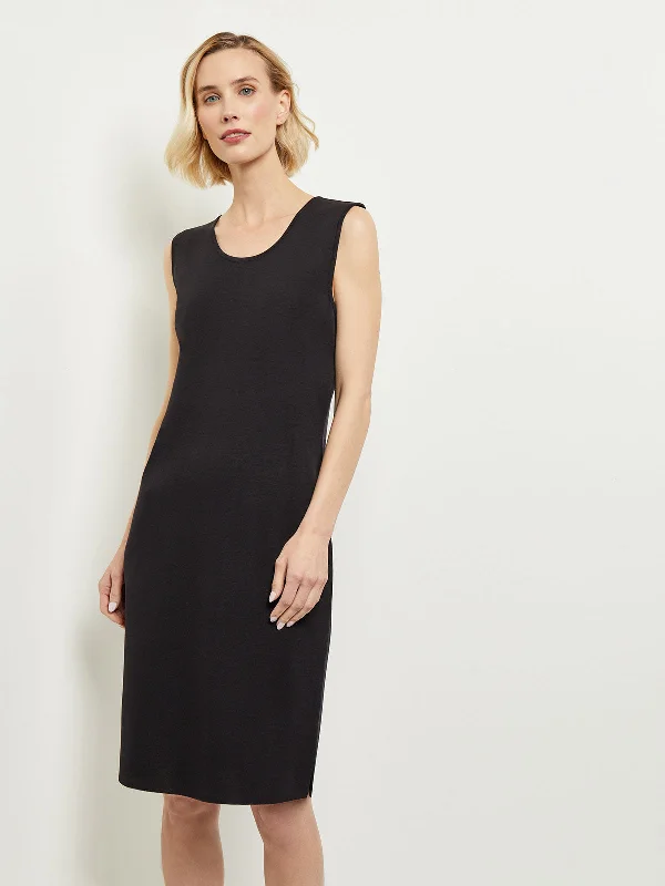 Sleeveless Sheath Knit Dress, Black