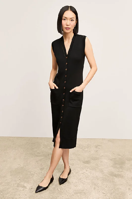 Toula Vest Dress - Cotton Silk Knit :: Black