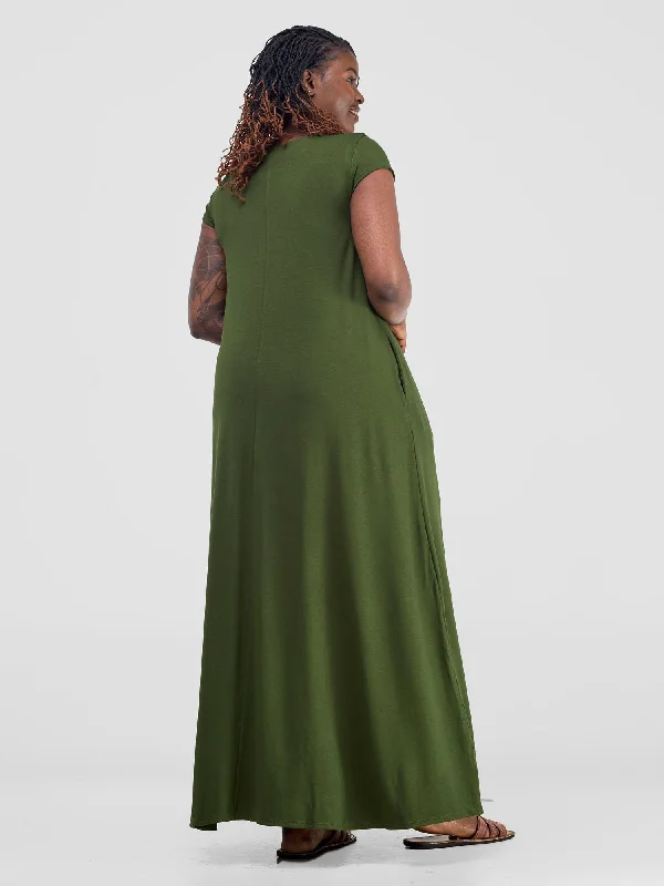 Vivo Leila Cap Sleeve Tent Maxi Dress - Hunters Green