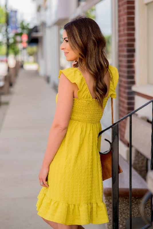 Subtle Textured Ruched Top Dress