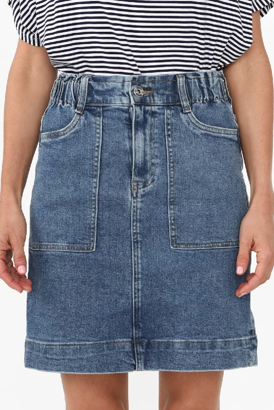 Atlas Dark Blue Denim Stretch Skirt