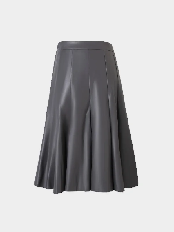 Flare Leather Skirt 25.5""-Grey