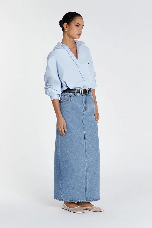 JOPLIN VINTAGE BLUE DENIM MIDI SKIRT