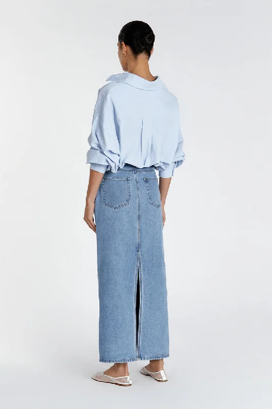 JOPLIN VINTAGE BLUE DENIM MIDI SKIRT