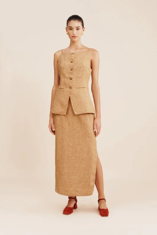 NANCY PENCIL SKIRT - WALNUT