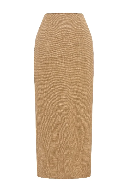 NANCY PENCIL SKIRT - WALNUT