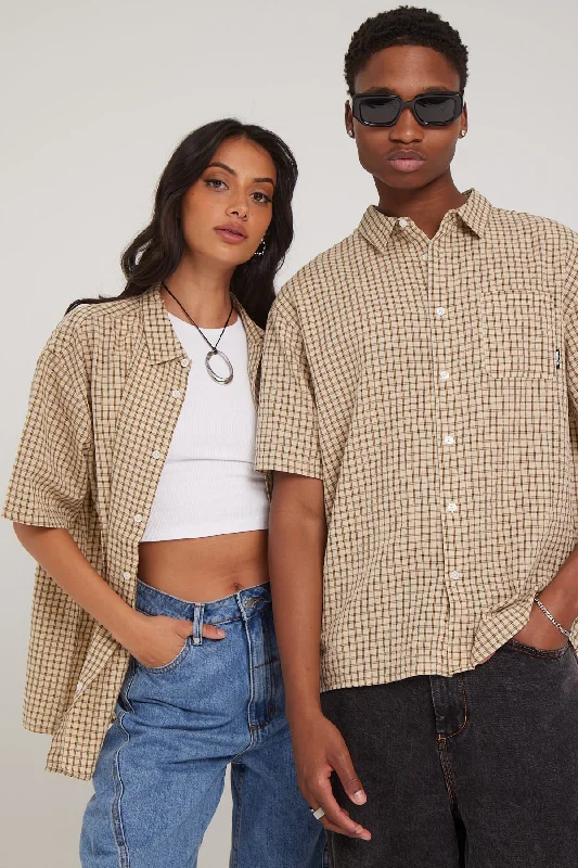 Neovision Limitless Check Oversize Shirt Tan Check