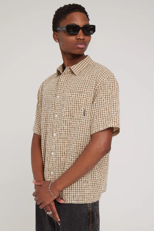 Neovision Limitless Check Oversize Shirt Tan Check