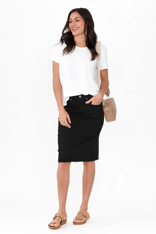 Palin Black Zip Front Skirt