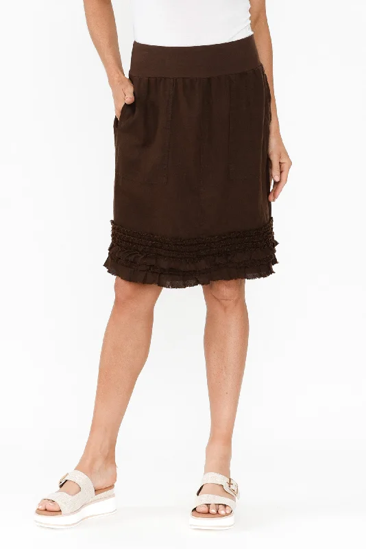 Phillipa Chocolate Ruffle Hem Skirt