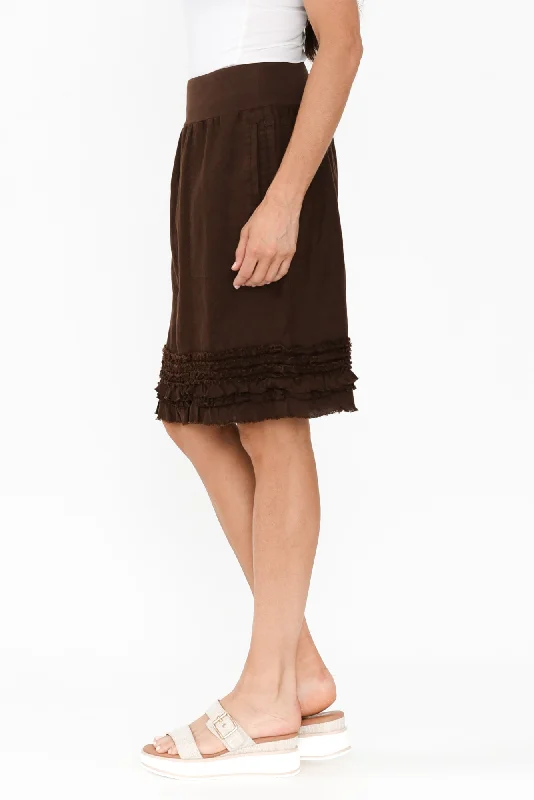 Phillipa Chocolate Ruffle Hem Skirt