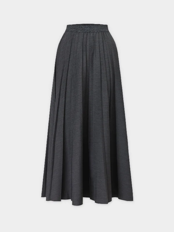 Pleated Skirt 37""-Black Denim