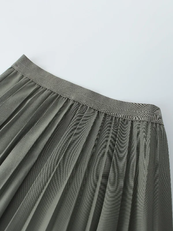 Pleated Skirt 37""-Clay