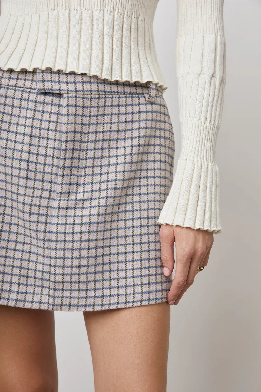 PRIM SKIRT - LILAC NAVY MINI CHECK