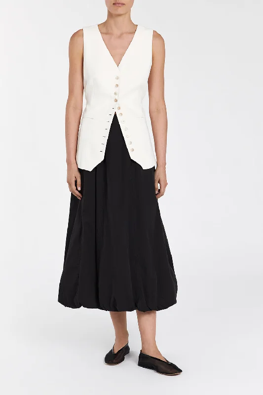 RICKIE BLACK COTTON MIDI SKIRT