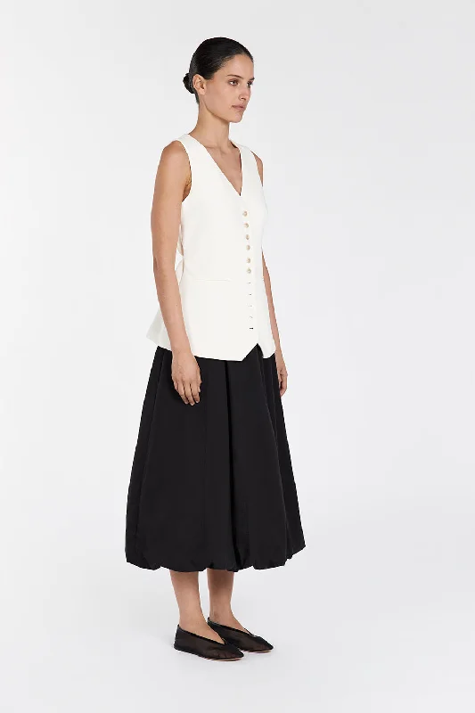 RICKIE BLACK COTTON MIDI SKIRT